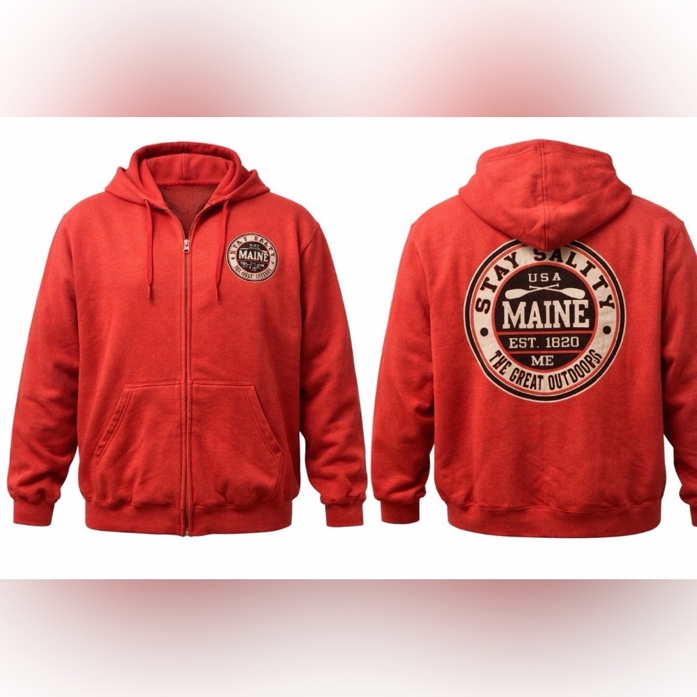 Pacific & Co Stay Salty Maine Hoodie Mens 3XL Red Full Zip